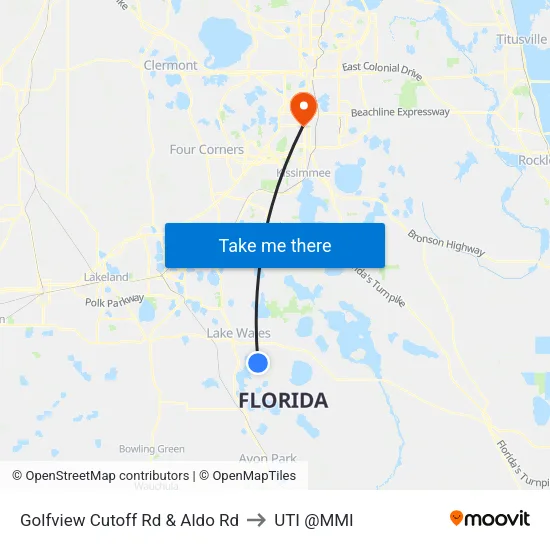 Golfview Cutoff Rd & Aldo Rd to UTI @MMI map