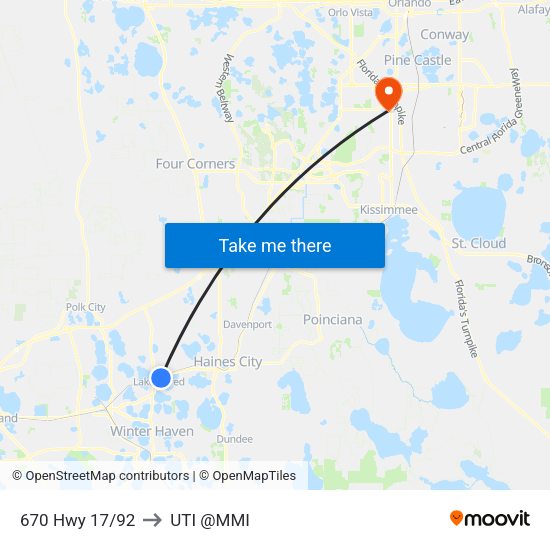 670 Hwy 17/92 to UTI @MMI map