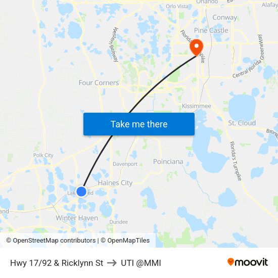 Hwy 17/92 & Ricklynn St to UTI @MMI map