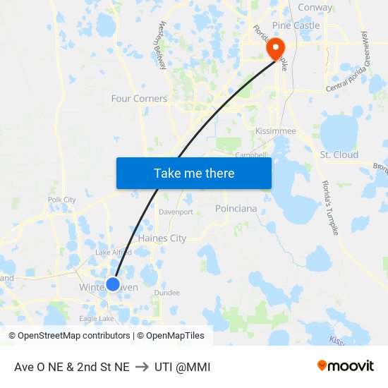 Ave O NE & 2nd St NE to UTI @MMI map