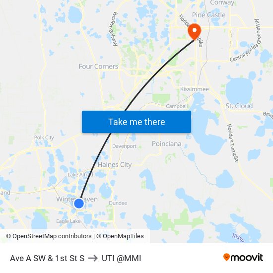 Ave A SW & 1st St S to UTI @MMI map