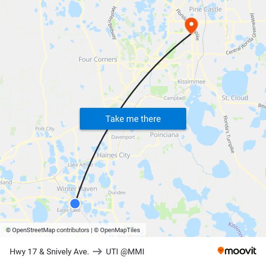 Hwy 17 & Snively Ave. to UTI @MMI map