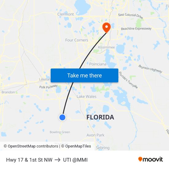 Hwy 17 & 1st St NW to UTI @MMI map