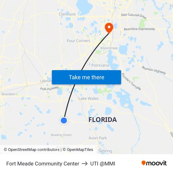 Fort Meade Community Center to UTI @MMI map