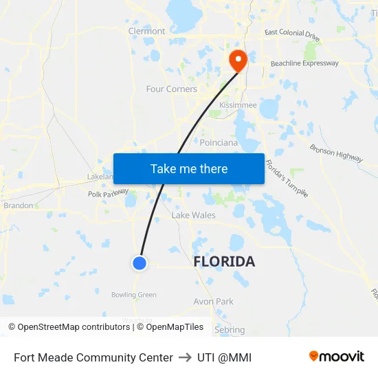 Fort Meade Community Center to UTI @MMI map
