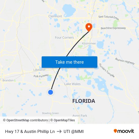 Hwy 17 & Austin Phillip Ln to UTI @MMI map