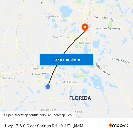 Hwy 17 & S Clear Springs Rd to UTI @MMI map