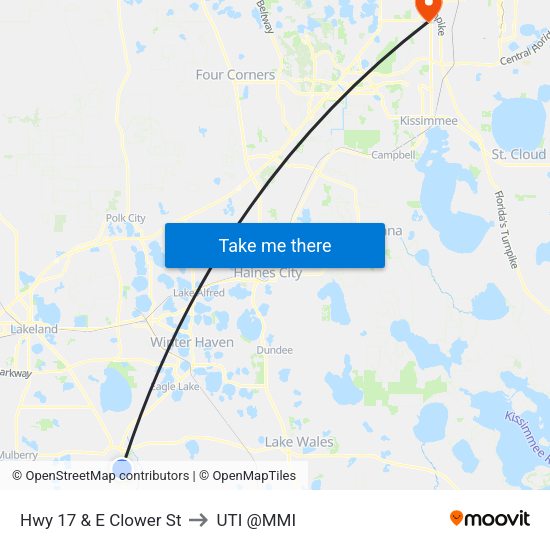 Hwy 17 & E Clower St to UTI @MMI map