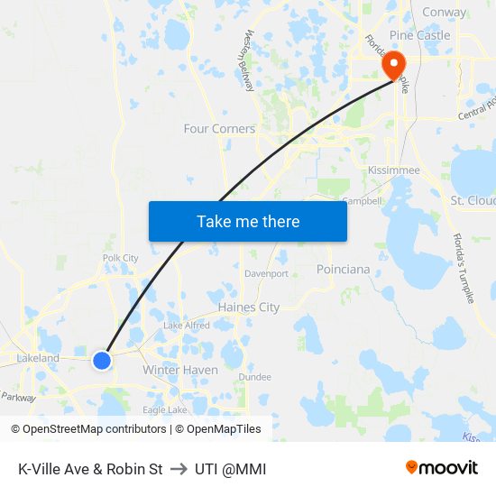 K-Ville Ave & Robin St to UTI @MMI map