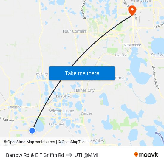 Bartow Rd & E F Griffin Rd to UTI @MMI map