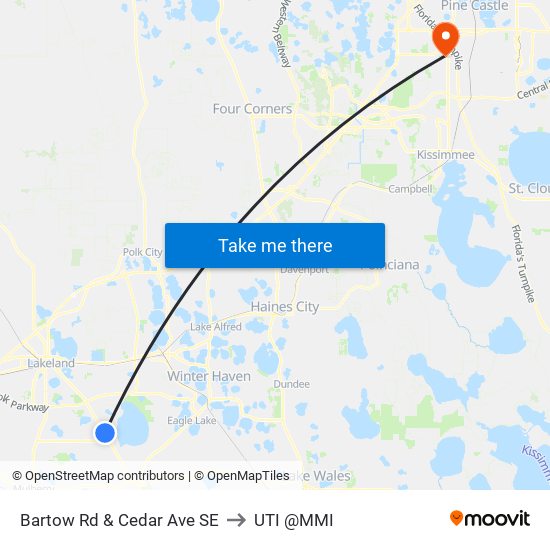 Bartow Rd & Cedar Ave SE to UTI @MMI map