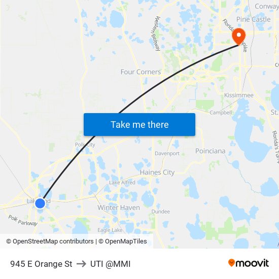 945 E Orange St to UTI @MMI map