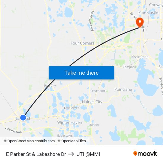 E Parker St & Lakeshore Dr to UTI @MMI map