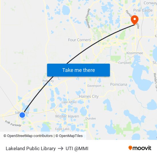 Lakeland Public Library to UTI @MMI map