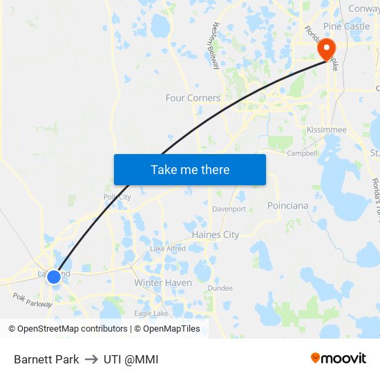 Barnett Park to UTI @MMI map