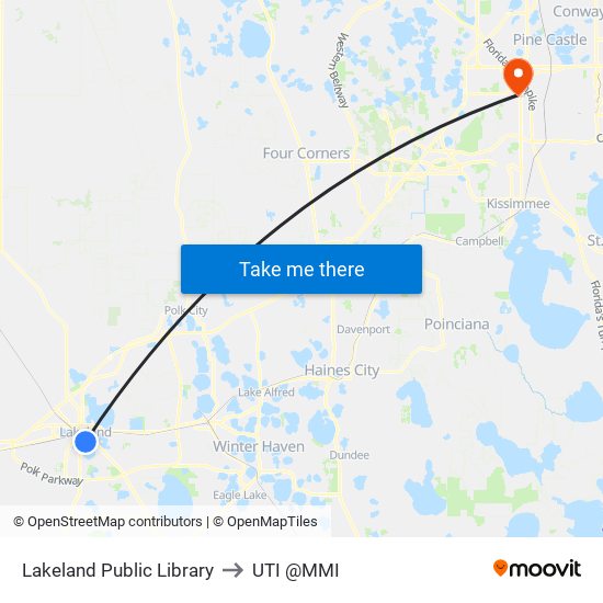 Lakeland Public Library to UTI @MMI map