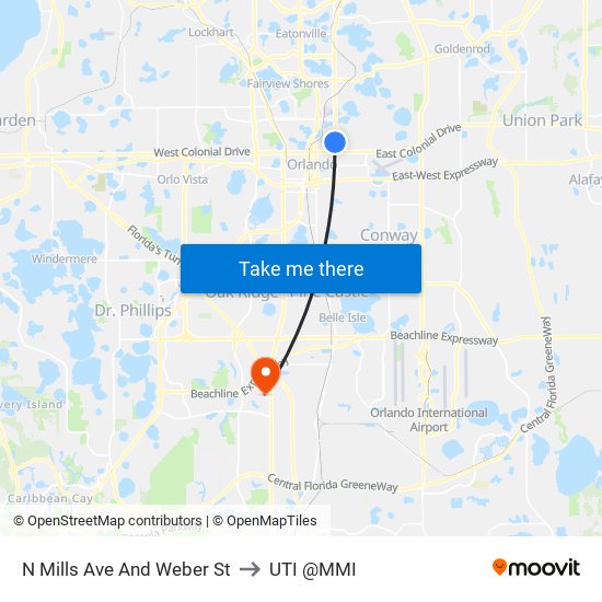 N Mills Ave And Weber St to UTI @MMI map