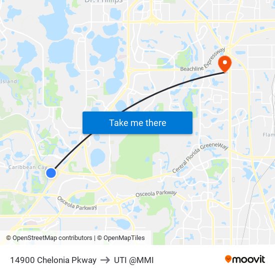 14900 Chelonia Pkway to UTI @MMI map