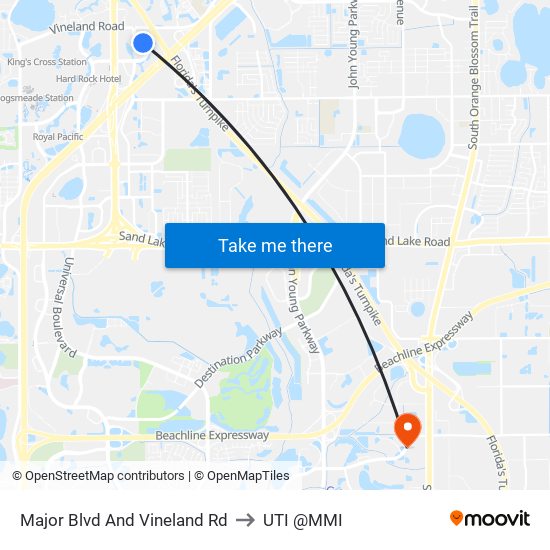 Major Blvd And Vineland Rd to UTI @MMI map