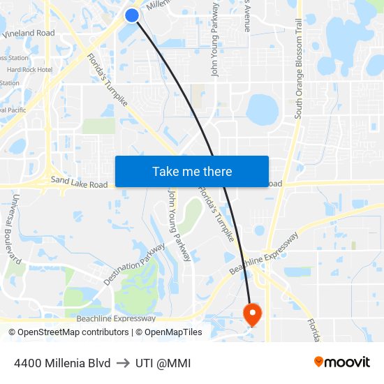 4400 Millenia Blvd to UTI @MMI map