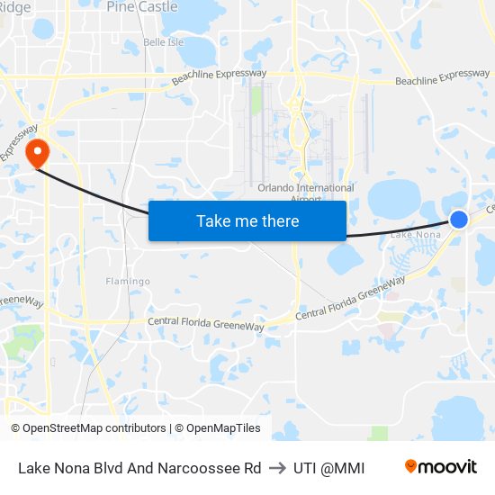 Lake Nona Blvd And Narcoossee Rd to UTI @MMI map