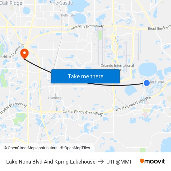 Lake Nona Blvd And Kpmg Lakehouse to UTI @MMI map