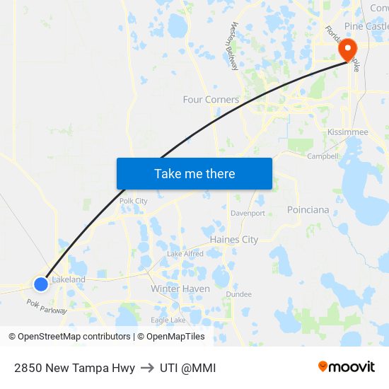 2850 New Tampa Hwy to UTI @MMI map