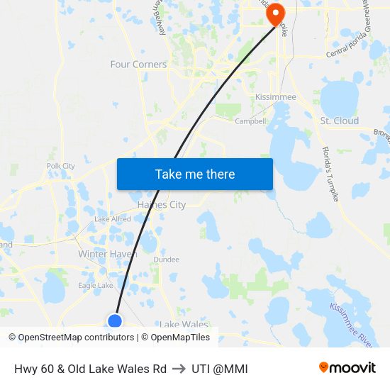 Hwy 60 & Old Lake Wales Rd to UTI @MMI map