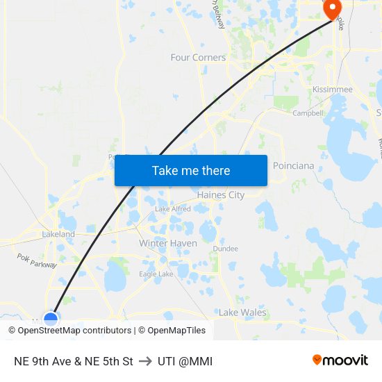 NE 9th Ave & NE 5th St to UTI @MMI map