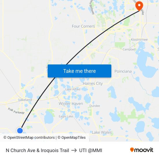 N Church Ave & Iroquois Trail to UTI @MMI map