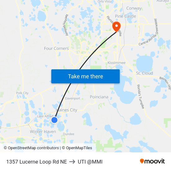 1357 Lucerne Loop Rd NE to UTI @MMI map