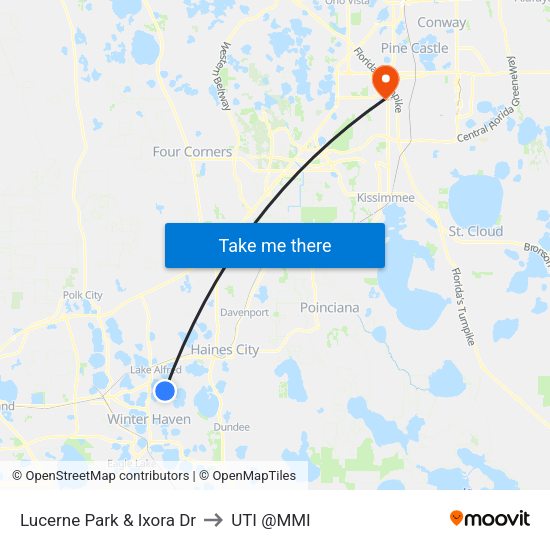 Lucerne Park & Ixora Dr to UTI @MMI map