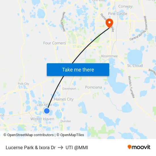Lucerne Park & Ixora Dr to UTI @MMI map