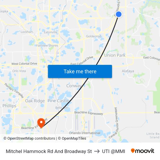 Mitchel Hammock Rd And Broadway St to UTI @MMI map
