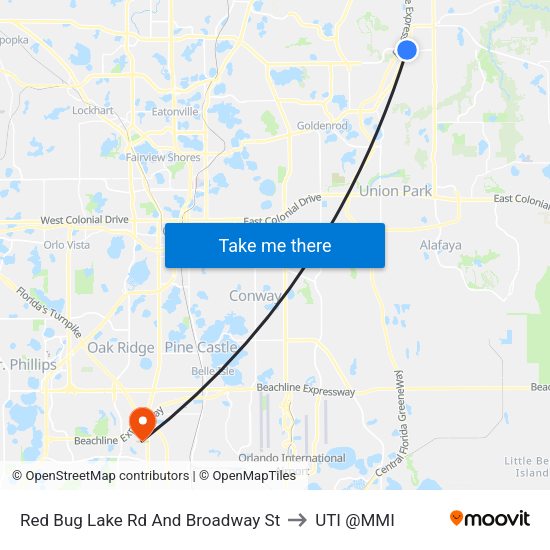 Red Bug Lake Rd And Broadway St to UTI @MMI map