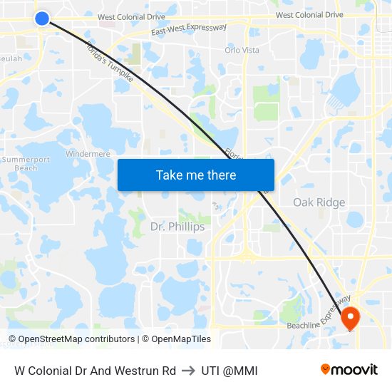 W Colonial Dr And Westrun Rd to UTI @MMI map