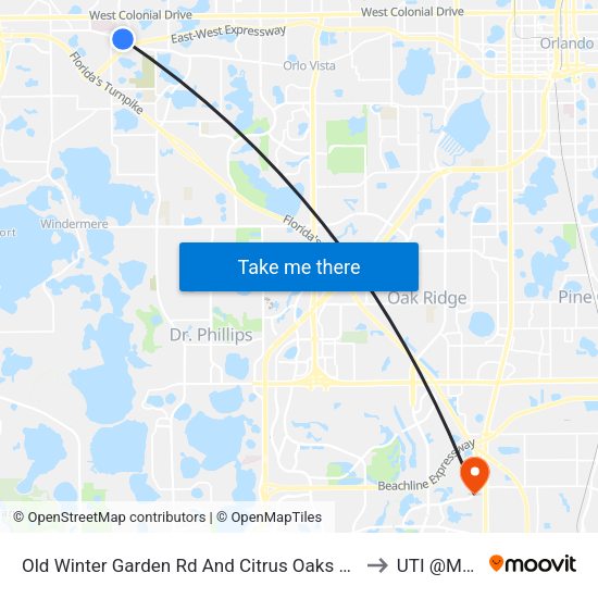 Old Winter Garden Rd And Citrus Oaks Ave to UTI @MMI map
