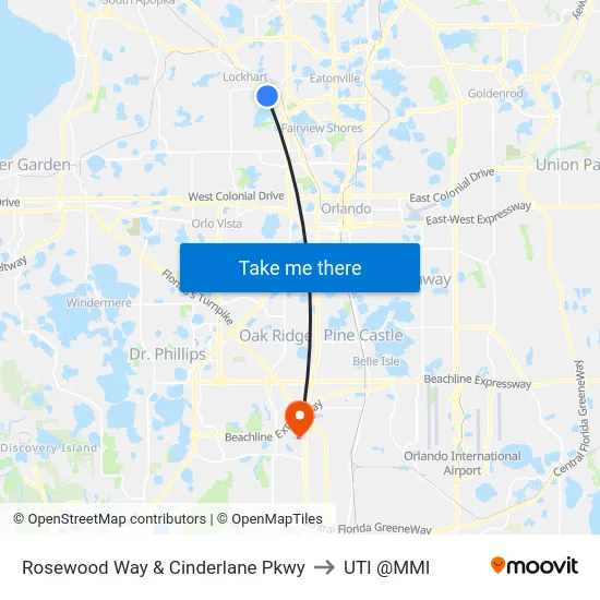 Rosewood Way & Cinderlane Pkwy to UTI @MMI map