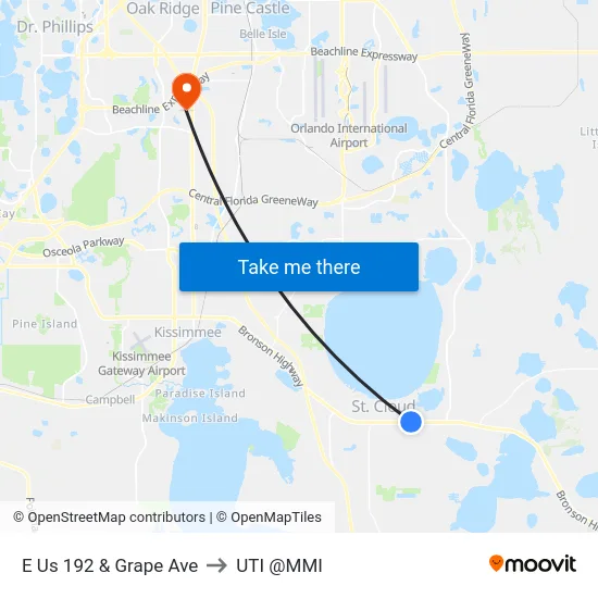 E Us 192 & Grape Ave to UTI @MMI map