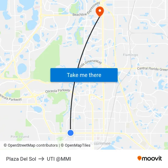 Plaza Del Sol to UTI @MMI map