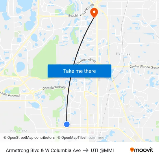 Armstrong Blvd & W Columbia Ave to UTI @MMI map