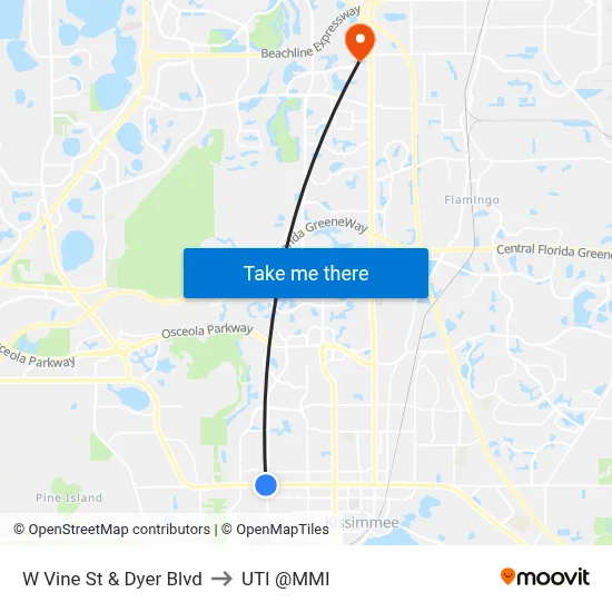 W Vine St & Dyer Blvd to UTI @MMI map