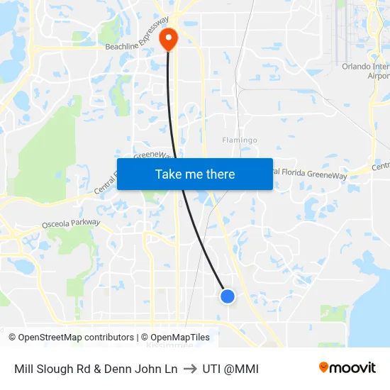 Mill Slough Rd & Denn John Ln to UTI @MMI map