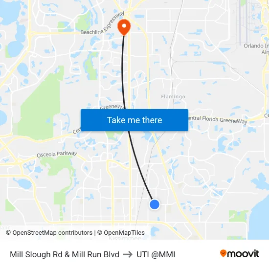 Mill Slough Rd & Mill Run Blvd to UTI @MMI map