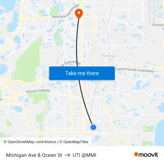 Michigan Ave & Ocean St to UTI @MMI map