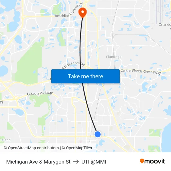 Michigan Ave & Marygon St to UTI @MMI map