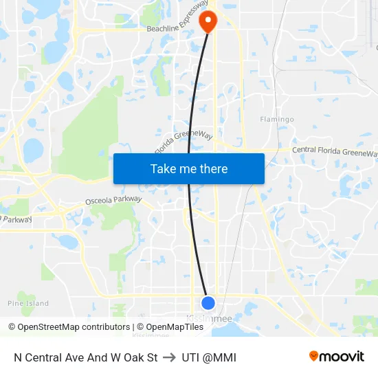 N Central Ave And W Oak St to UTI @MMI map