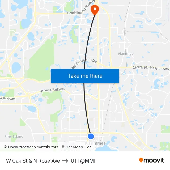 W Oak St & N Rose Ave to UTI @MMI map
