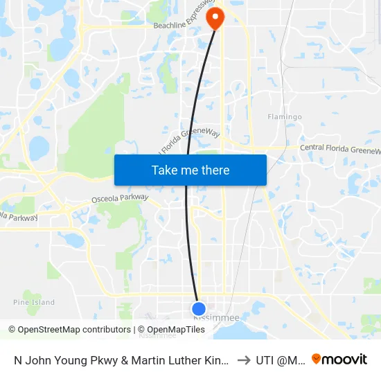 N John Young Pkwy & Martin Luther King Blvd to UTI @MMI map