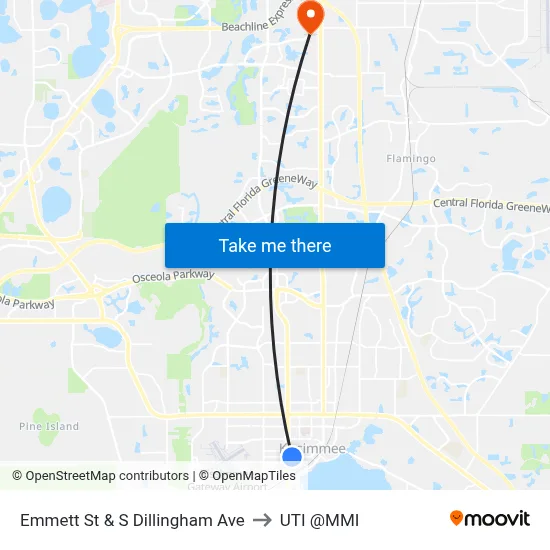 Emmett St & S Dillingham Ave to UTI @MMI map